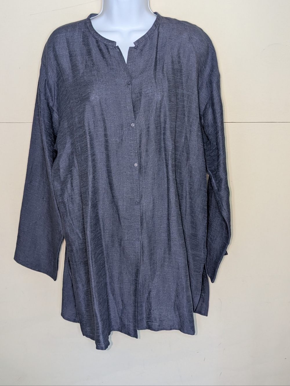 Eileen Fisher Linen Cotton Overshirt / Shacket in Navy Blue